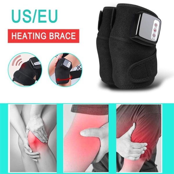 

elbow & knee pads massager heated vibration brace wrap heating massage for pain relief support ceinture, Black;gray