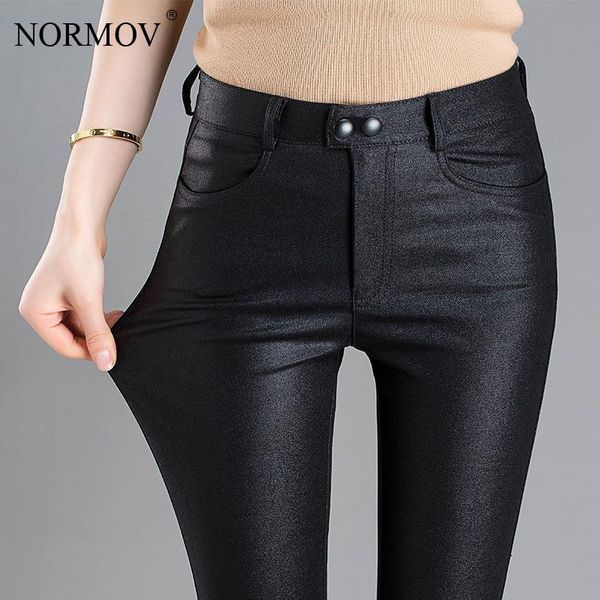 

women's pants & capris normov winter casual women plus velvet high waist elasticity thick trousers pockets buttons warm skinny, Black;white
