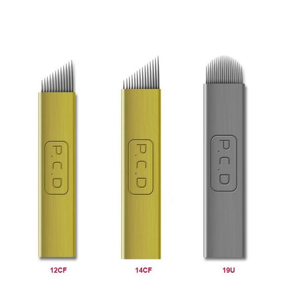 

tattoo needles 100pcs u shape pcd 12/14/19 hard pins permanent makeup eyebrow blade for 3d microblading embroidery supply