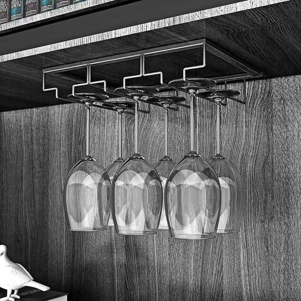 

tablewine racks inverted design stemware storage shelf 5-slot glass holder hanging iron rack champagne goblet cup under cupboard