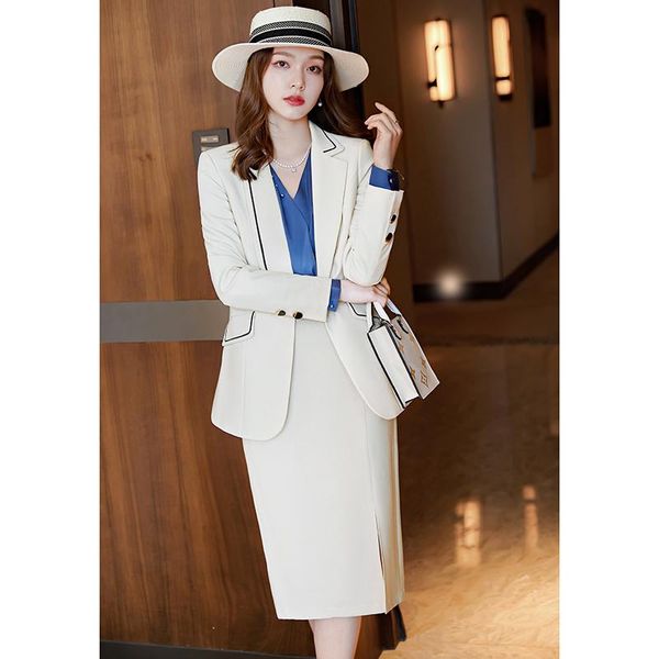 

two piece dress ladies business skirt suit, White
