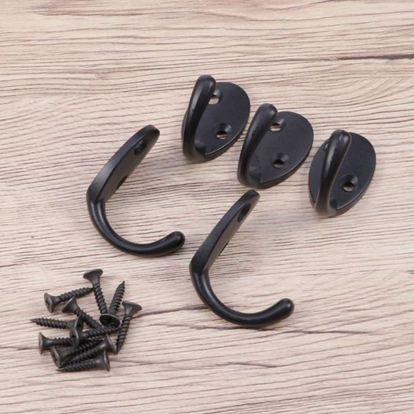 

5pcs black coat hanger with 10pcs screws single wall hooks zinc-alloy pothook for bathroom toilet dressing room & rails