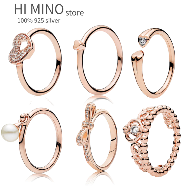 

cluster rings 925 sterling silver ring flower rose color original european women diy jewelry making gift, Golden;silver