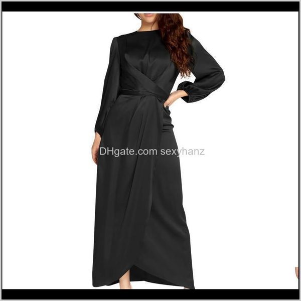 

casual womens clothing apparel drop delivery 2021 women muslim dress soft elegant corset arab islamic dubai satin high waist abaya long slee, Black;gray