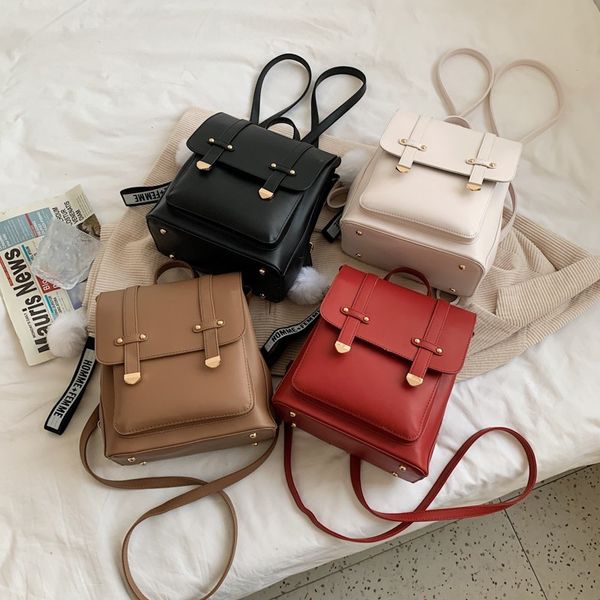 

fashion women backpack pu leather travel school college students bags 2021