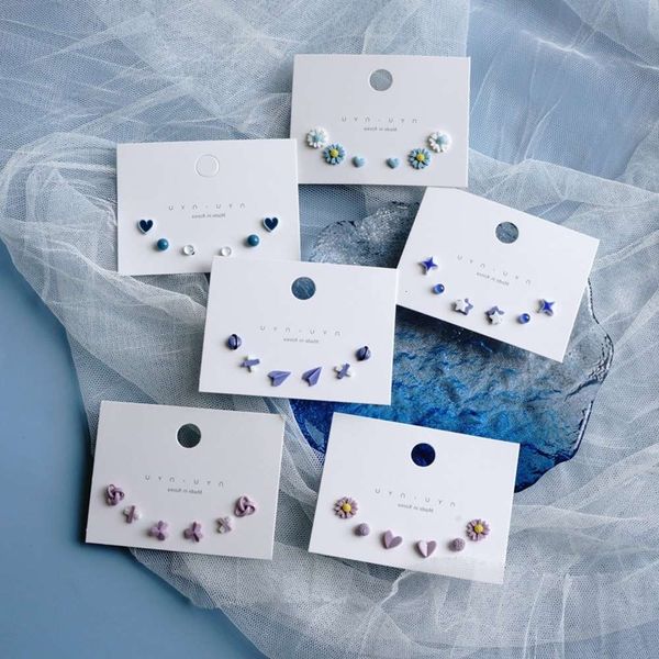 

earrings fashion purple simple small fresh korean stainless steel needle net red flower earrings, Golden