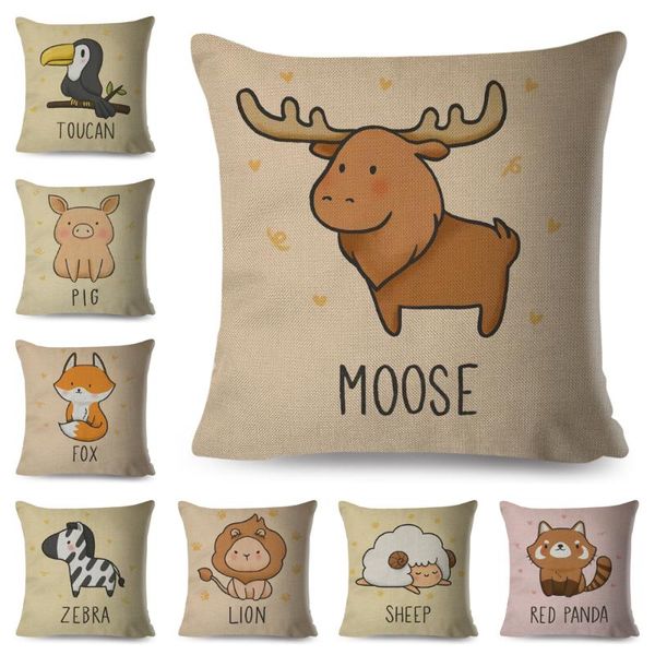 

cushion/decorative pillow nordic style moose sheep cow cushion cover decor cute cartoon animal case for sofa home car horse bird pillowcase