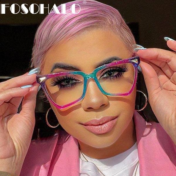 

fashion sunglasses frames transparent computer glasses frame women men anti blue light cat eye eyewear blocking optical spectacle eyeglass, Black