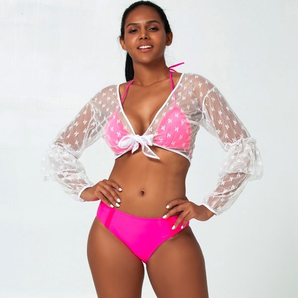 

women's swimwear push up bikini women solid swimsuit high waist set brazilian beachwear three piece bathing suit 1jj4, White;black