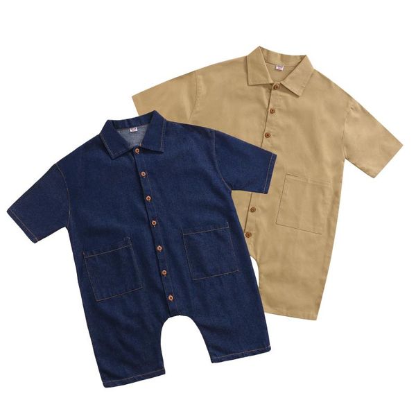 

jumpsuits 1-5y lovely autumn baby girls denim long sleeve back pattern printed single breasted pants, Blue