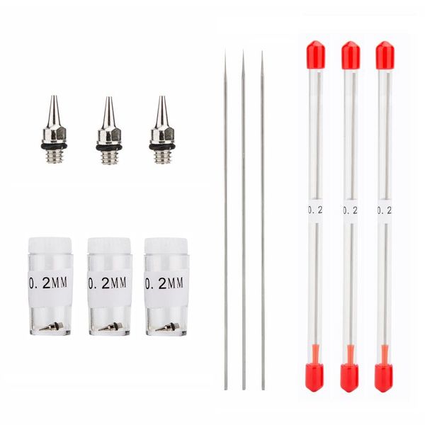 

professional spray guns 3pcs 0.2mm airbrush nozzle and needles replacement parts for gun
