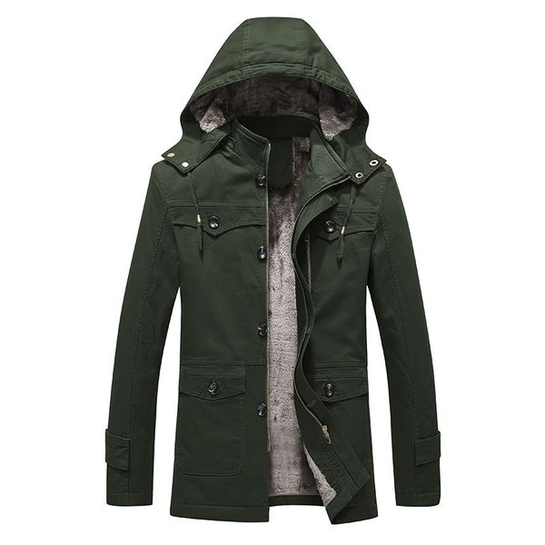 

winter plush thick windbreaker jacket mid-length men jacket, Black;brown