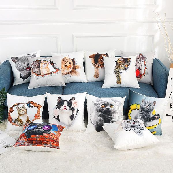 

decor pillow case 3d cute cat home decorative pillowcase print sofa bed bedroom cushion cover 40x40 cm cushion/decorative