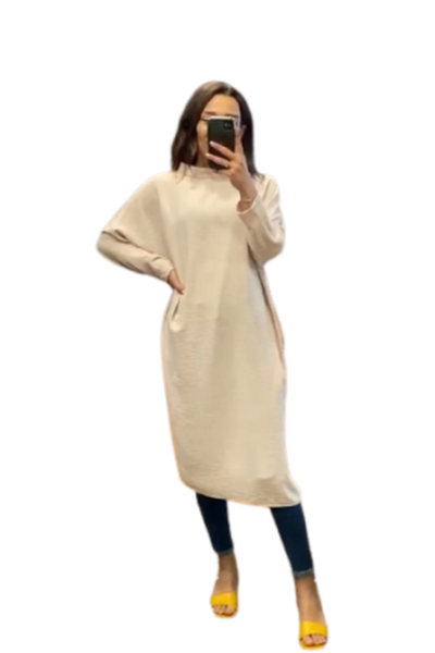 

ethnic clothing hand pockets tunic knee-length, Red