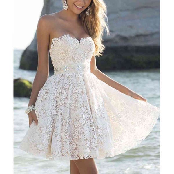 

summer women off shoulder mini white lace short party dress 210415, Black;gray