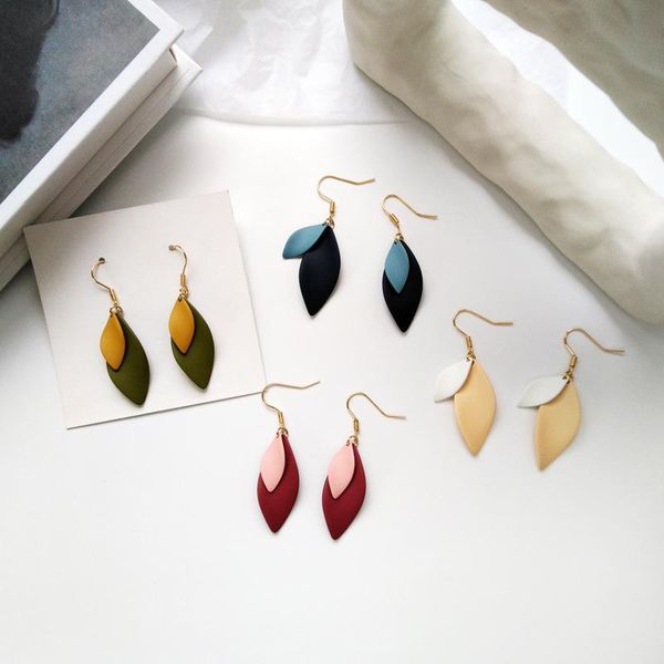 

clip-on & screw back alloy irregular leaves shape contrast clip on earrings red metal leaf no pierced ears for women, Silver