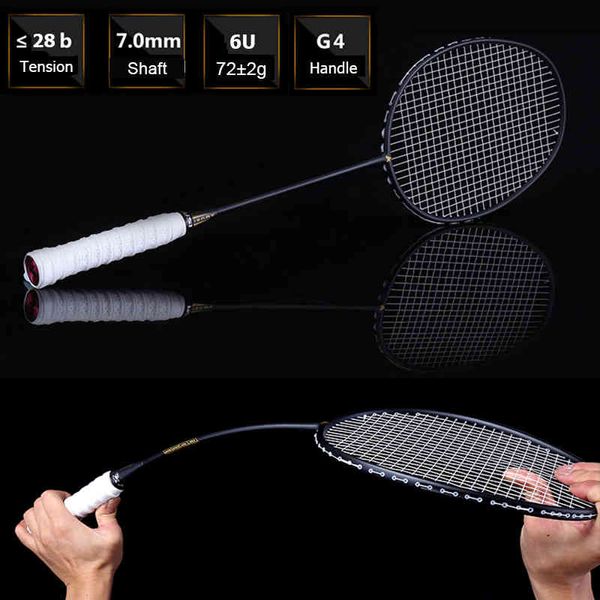 

ultralight 6u 72g strung racket professional carbon badminton racquet 22-28 lbs grips and wristband