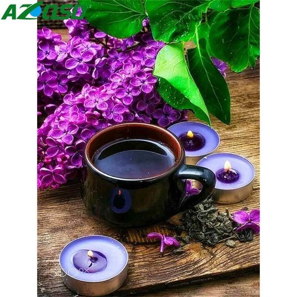 

diamond painting azqsd coffee cup mosaic scenery cross stitch picture of rhinestoneds home decoration craft kit gift