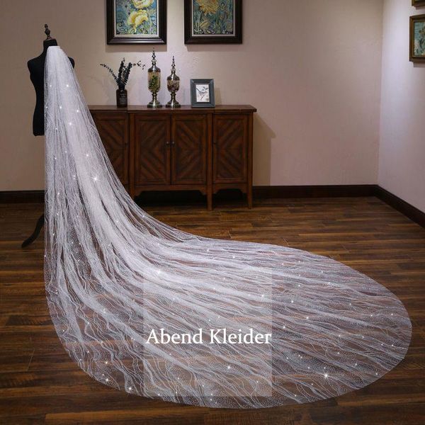 

bridal veils real po 3m one layer cathedral wedding veil with comb white glitter lace edge, Black