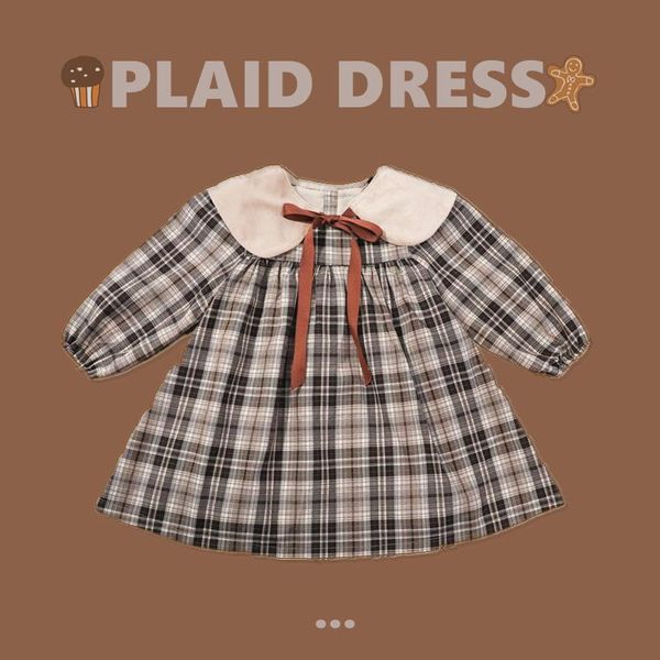 

girl's dresses 2021 autumn kids girls from 2 to 7 years children cotton linen plaid one piece vintage baby girl frock clothing, Red;yellow