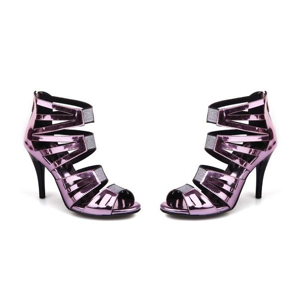 

dress shoes pqecfs big size 32-44 summer fashion women solid heels gladiator sandals 4 colors, Black