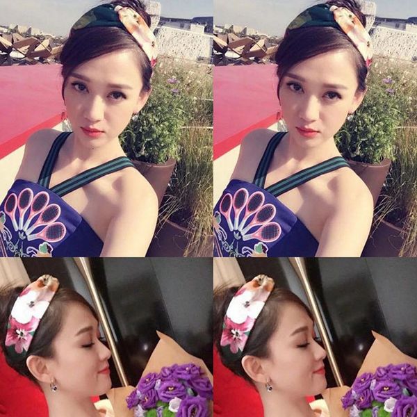 

spring and summer hair accessories chen jon geranium floral silk elastic cross headband headband, Silver