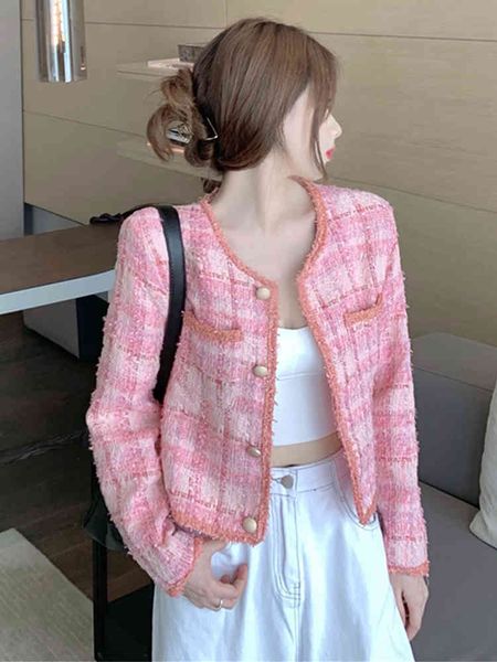 

women's jackets jaqueta retrÃ´ feminina estilo francÃªs pequena fragrÃ¢ncia primavera jaqueta curta estilosa roupas d8aq, Black;brown