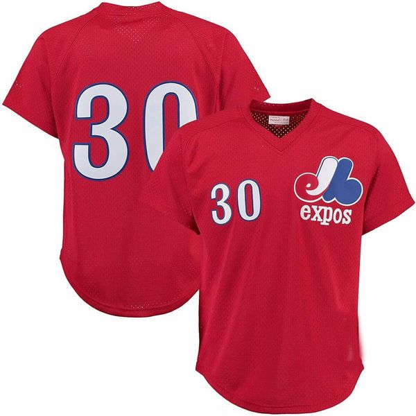 Custom Montreal Expos Tim Raines Mitchell Ness Red Cooperstown Mesh Jersey Masculino Feminino Crianças Juvenil Camisa de Beisebol