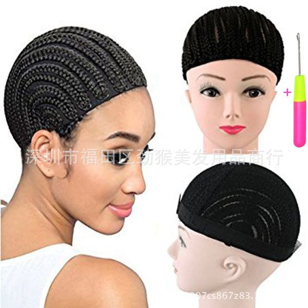 

wig hat dirty cover with braid hair net, Black