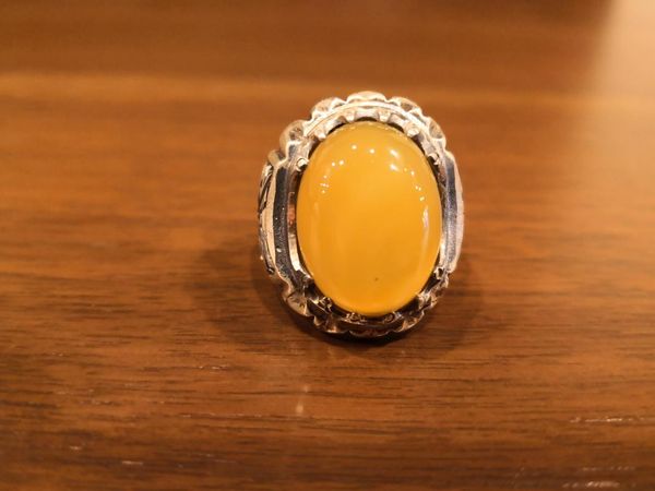 

cluster rings sterling silver 925 tightening yellow amber ring handmade turkey mens womens quality workmanship jewelry, Golden;silver