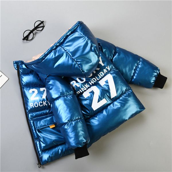 

childrensclothingboysautumnwinterparkercoatdownjacketchildrensthickpaddedkidfashionhandsomeshinypaddedjacket, Blue;gray