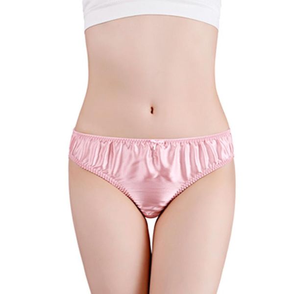 

women's panties ladies' simple small bowknot pure color silk mulberry large size briefs, comfortable and soft underwear -3xl, Black;pink