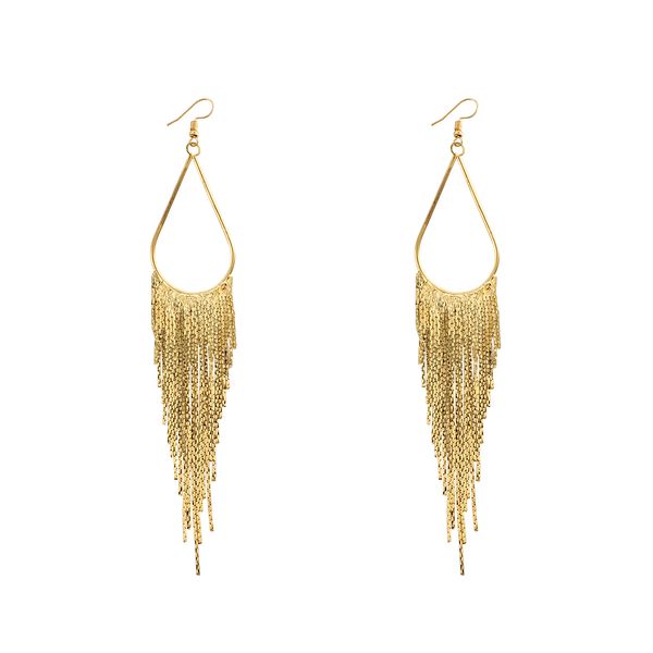 

vintage gold color long tassel drop earrings for women retro copper metal tassel hanging earring street style jewelry, Silver