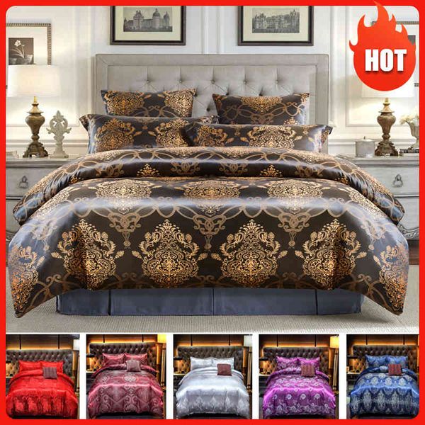 

bedding sets home furnishing textiles high-end european satin jacquard bright surface three-piece quilt cover pillowcase dvr2