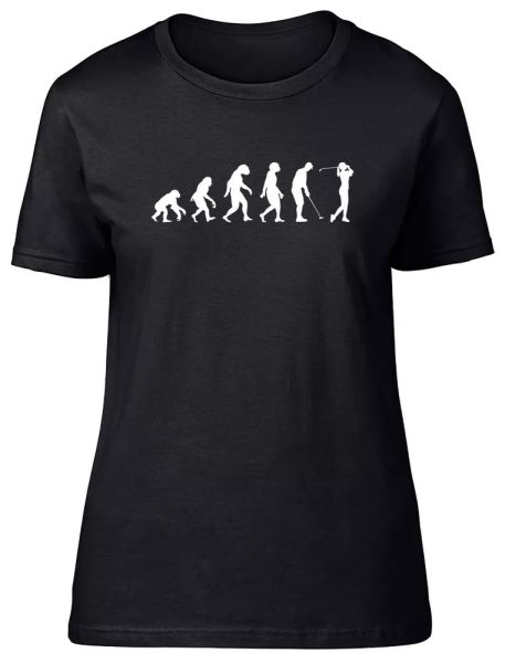 

evolution of golf fitted womens ladies t shirt, White;black