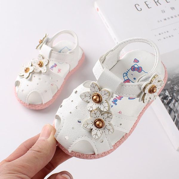 

baby sandals for girls princess shoes summer kids infant sneakers with flower children fashion soft bottom non-slip, Black;red