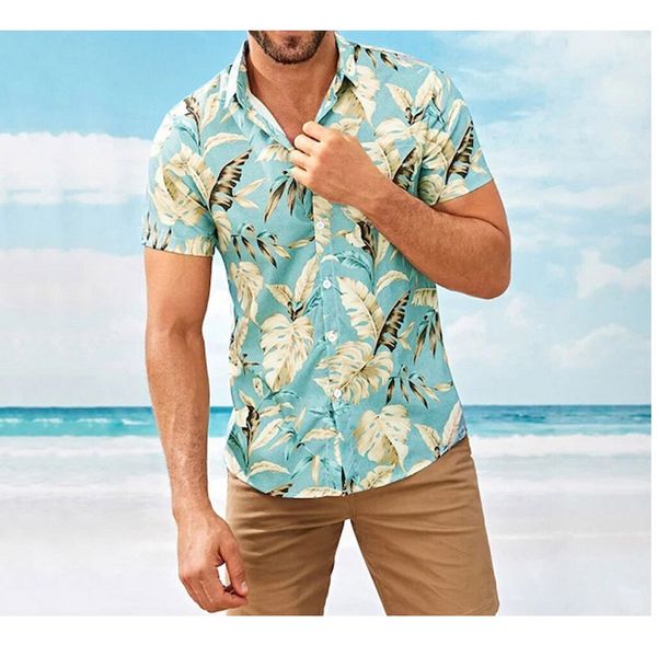 

spring summer foreign trade men's casual shirts new hawaiian style comfortable breathable fashion printed beach, White;black