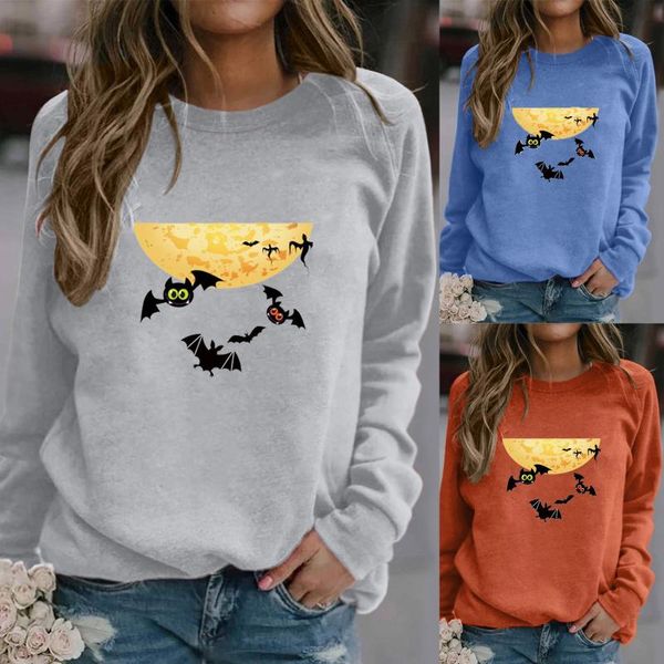 

women's hoodies & sweatshirts bluzy damskie zimowe 2021 halloween bat print casual loose pullover long sleeve ladies sweatshirt moleton, Black