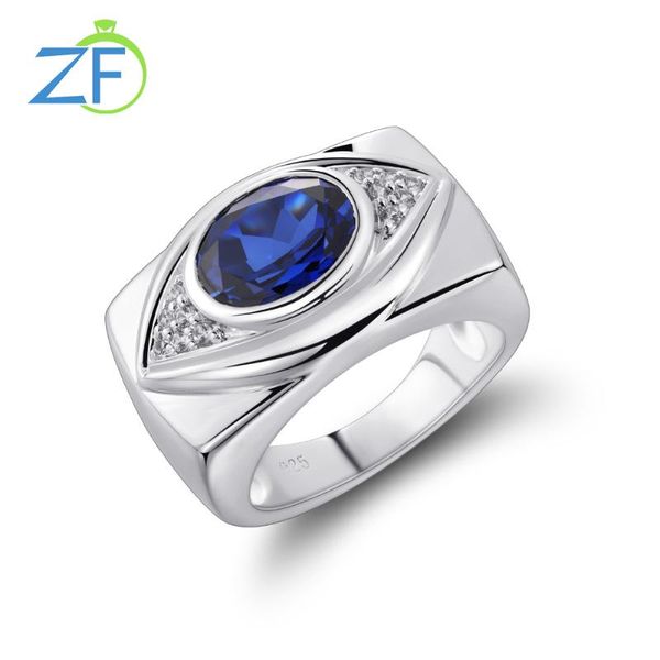 

cluster rings gz zongfa 925 sterling silver personalized blue big gemstone cute women jewelry wedding, Golden;silver