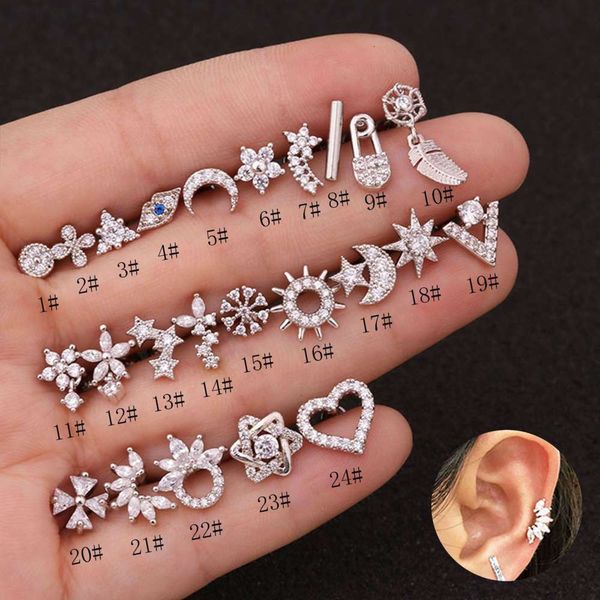 

korean creative zircon ear nail ball twisting stainless steel bone puncture jewelry cartilage