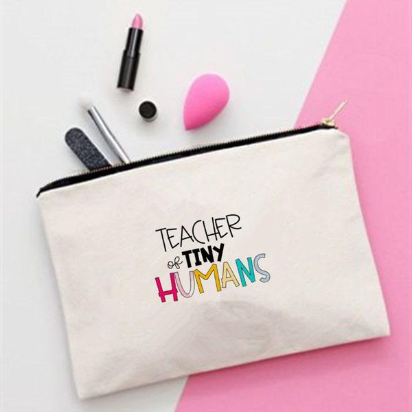 

cosmetic bags & cases women teacher of humans printed make up bag fashion cosmetics organizer for travel colorful storage lady