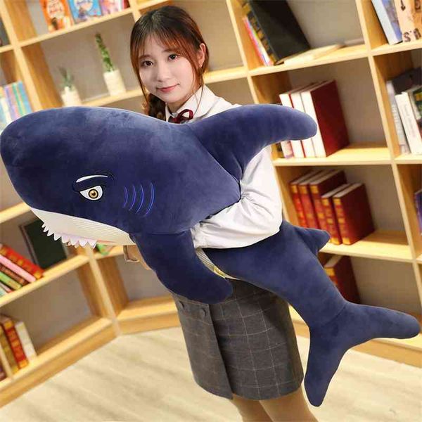 

simulation creativity large shark pillow plush toy blue shark aquarium doll gift