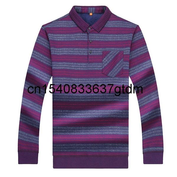 

autumn and winter fat men's plus size business casual lapel long sleeve bottomed t-shirt plush thickening t-shirts, White;black