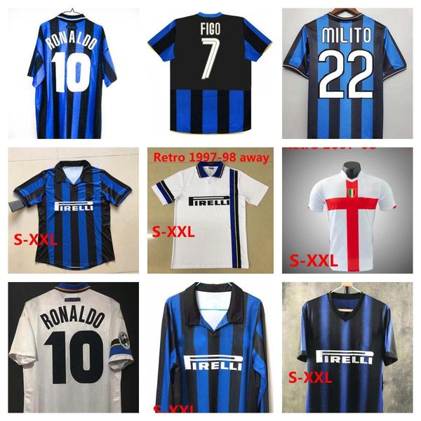 

finals 2009 2010 milito sneijder zanetti retro classic soccer jersey pizarro milan 97 98 99 02 03 djorkaeff baggio football shirts, Black