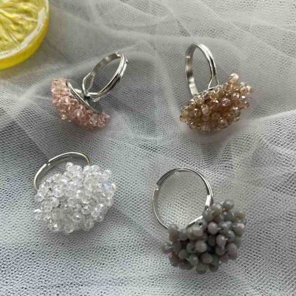 

2021 korean style simple jewelry rice bead ring for women, Silver