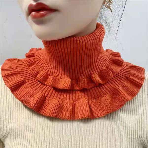 

scarves winter keep warm knitted fake collar scarf with ruffle women girl turtleneck outdoor sport windproof neck xmas gift, Blue;gray