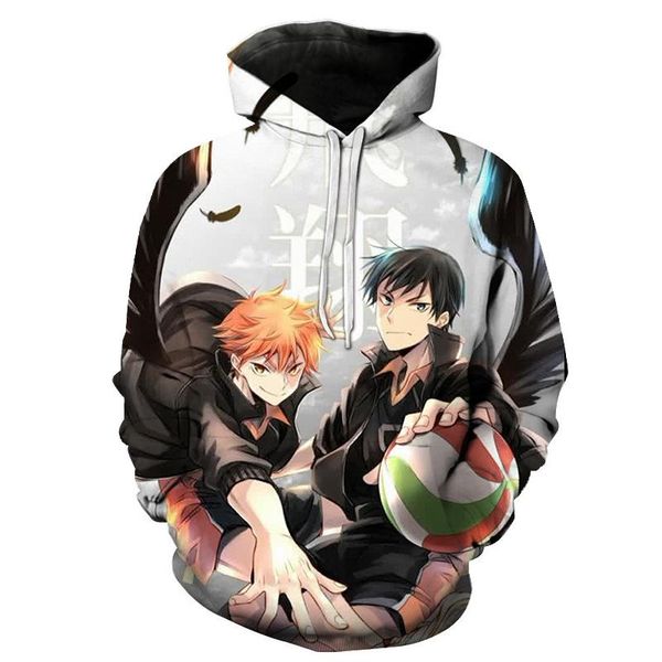 

japanese anime haikyuu pullover hoodies long sleeve sweatshirt boys girls men women clothes parent-child cartoon coat men's & sweatshir, Black