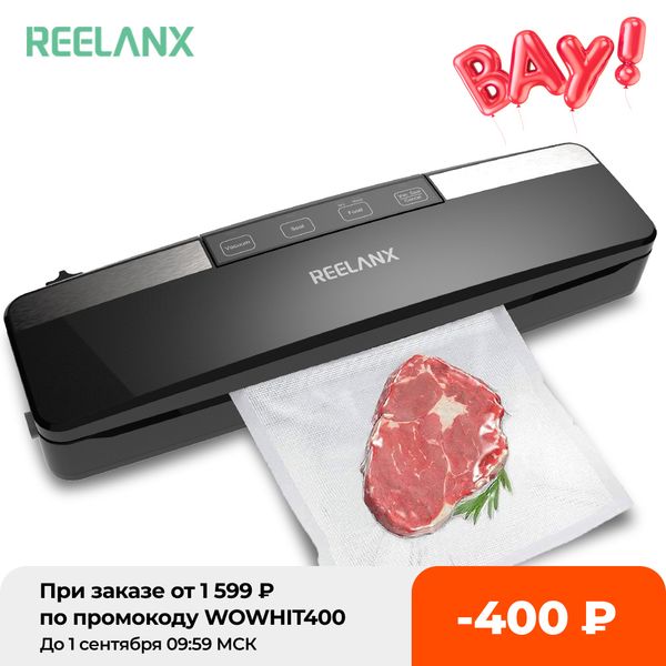 

reelanx vacuum sealer v2 125w built-in cutter automatic food packing machine 10 bags vacuum packer for kitchen