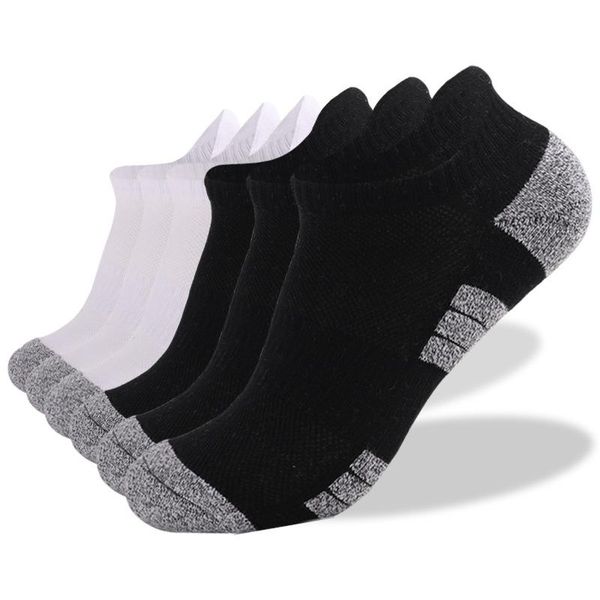 

men's socks men combed cotton half terry cushion running ankle, Black