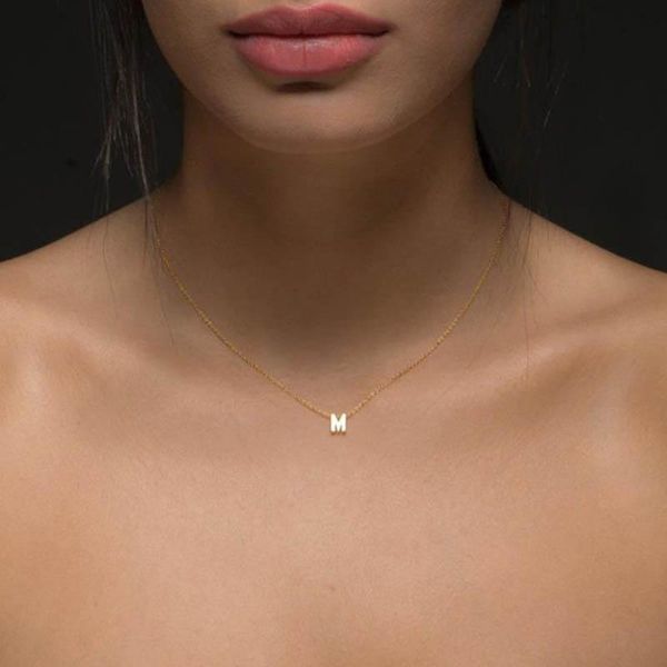 

pendant necklaces fashion aesthetic gold chain initial charms necklace for women metal a-z letters name ketting bohemian jewelry collar, Silver